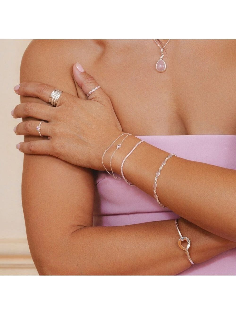 Pink CZ Tennis Bracelet Sterling Silver 14k White Gold 🆕